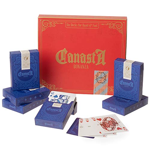 Brybelly Canasta Bonanza and Hand & Foot Playing Card Set with Scorecards – 6 Premium Decks of Beginner Friendly Custom Canasta Cards with Point Values – Traditional Family Card Games