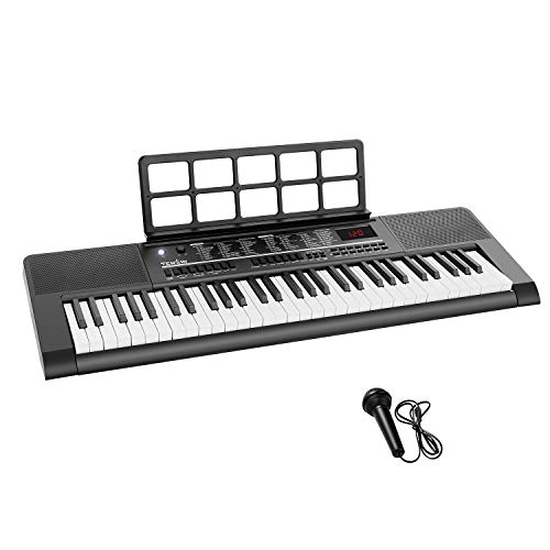 TENB 61 Keys Electronic Keyboard Portable, Educational Standard Piano Keys,Include a Music Stand, USB Cable,Microphone,Built-in Lithium Battery,Full-Size Keys for Beginners