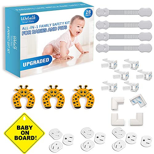 Baby Proofing Kit 18 Pcs – Baby Home Safety All-in-one Solution with Hidden Cabinet Locks, Adjustable Strap Latches, Corner Guards and Finger Pinch Guards