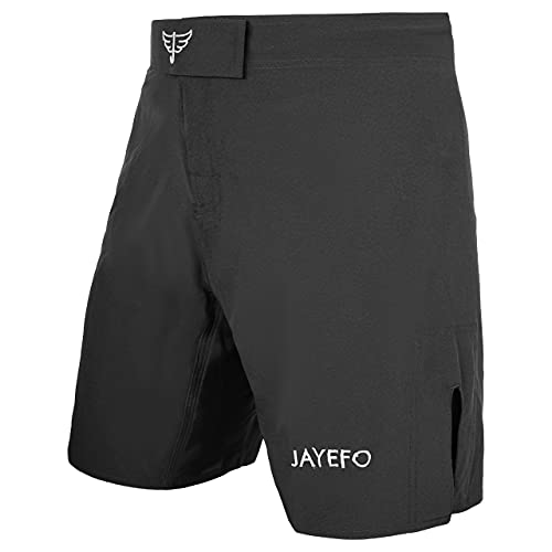 JAYEFO Athletic Active Sport Shorts for Workout, Gym, Boxing, Kickboxing, BJJ, MMA, Muay Thai, Basketball and Wrestling – UPF 50+ Rating – Quick Dry Short for Sports – 32 – Black