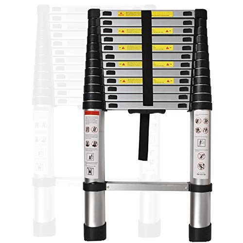 netuera Aluminum Telescopic Extension Ladder Collapsible Ladder, One-Button Retraction Extension Ladder,Multi-Use, 330 lbs Capacity,10.5FT / 3.2M 12.5FT / 3.8M 14.5FT / 4.4M
