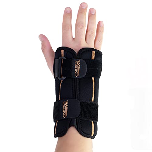 Copper Fit Unisex Adult Fingerless Rapid Relief Adjustable Wrist Wrap with Ice Pack or Heat Therapy, Black, Adjustable