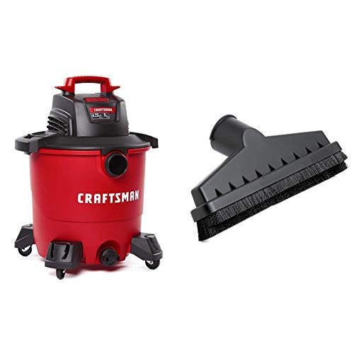 Craftsman CMXEVBE17590 9 Gallon 4.25 Peak HP Wet/Dry Vac, Portable Shop Vacuum with Attachments & CMXZVBE38666 1-7/8 in. Floor Brush Wet/Dry Vac Attachment