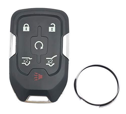Smart Key Fob Case Shell Fit for Chevy Tahoe Suburban 2014 2015 2016 2017 GMC Yukon Keyless Entry Remote Car Key Housing Casing Outer Cover with Uncut Blade Blank (Black, 6 Buttons)