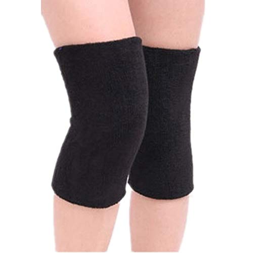 Mczone Cotton Non-Slip Soft Absorbent Knee Pad Support Brace Protector Leg Sleeve Kneelet Thickening Extended Warm for Men & Women Outdoor Sports Running Dancing Gym Yoga Fitness, 1 Pair (Black)