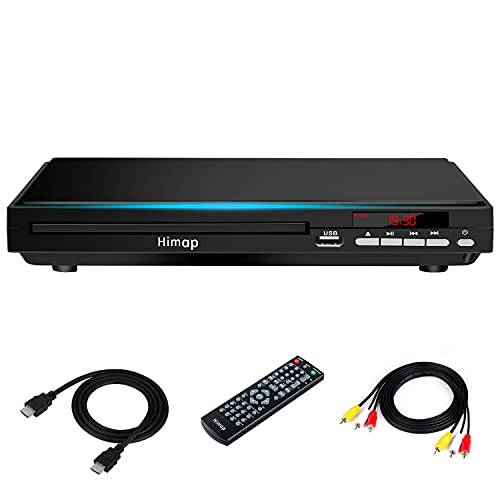 DVD Player, DVD Players for TV Region Free DVD Disc Players DVD CD with HDMI AV Output USB Input Remote Control AV Cable, for Home Study (Silver/Black)