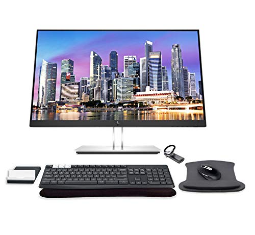 HP E24q G4 24 Inch IPS QHD Multi-Device Monitor Bundle with K375s Bluetooth Keyboard, M585 Bluetooth Mouse, Gel Pads, Compatible with MacBook, MacBook Pro, MacBook Air, iPad and iPhone