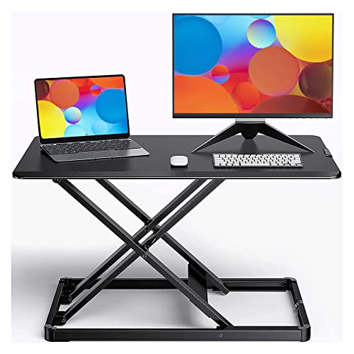 ErGear Standing Desk Converter Height Adjustable Stand Up Desktop Riser, 28″ Ergonomic Gas Spring Sit to Stand Workstation for Laptop and Monitor Home Office (EGSSD4)