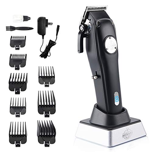 E-Hunter Cordless Hair Clipper Trimmer for Men, Professional Rechargeable Hair Cutting Kit with Charging Stand and 8 Guided Combs, Haircut Grooming Set for Home and Barbers (Black)