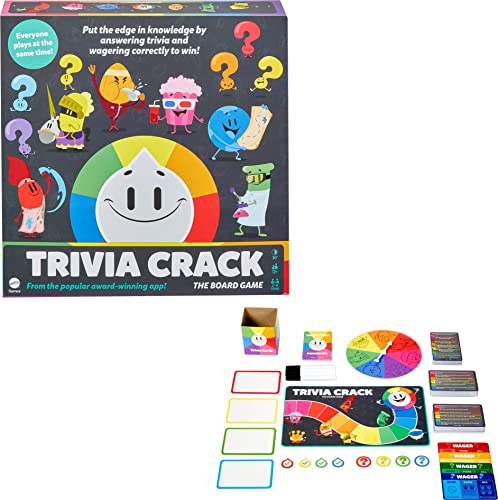 Trivia Crack The Board Game Based on the Popular Trivia Hits with Single & Multiple Answer Question Cards, 1840+ Questions, Dry Erase Boards, Markers, Wager Tokens & Powerup Cards