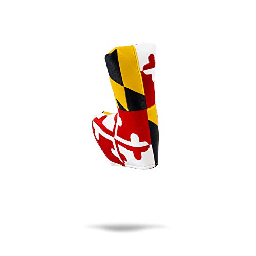 Pins & Aces Maryland Tribute Premium Golf Club Head Cover – Premium, Hand-Made Leather Headcover – MD Flag Styled, Tour Quality Golf Club Cover – Style & Customize Your Golf Bag (Blade)
