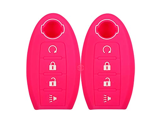 SiliconeCovers 2xNew Key Fob Remote Silicone Cover Fit For Select Nissan Vehicles.,Pink