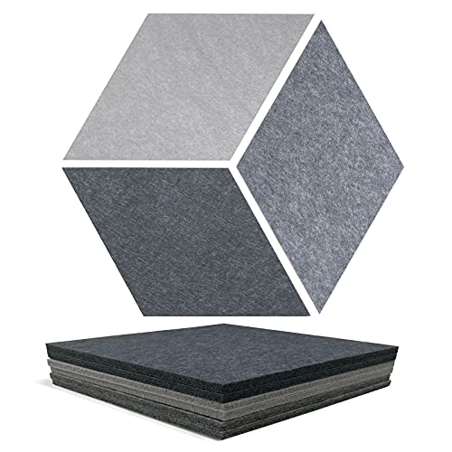 Soundproof Wall Panels Self Adhesive Decorative Acoustic Panel 9 Packs 17.3 X 10 X 0.4 Inches Sound Absorbing Padding For For Music Studio Home Office (Rhombus)