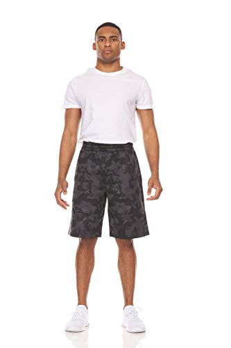 Spalding Mens Performance Regular Fit Fleece Sweat Short, 10″ Inseam, Black Bio Camo, L