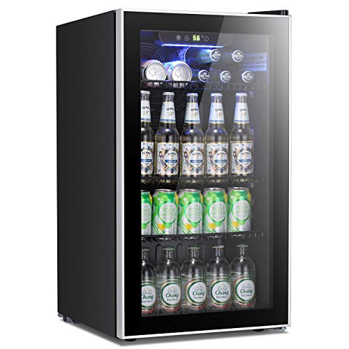 Antarctic Star Beverage Refrigerator Cooler -120 Can Mini Fridge Glass Door for Soda Beer or Wine Constant Glass Door Small Drink Dispenser Clear Front Door for Home, Office Bar 3.2cu.ft