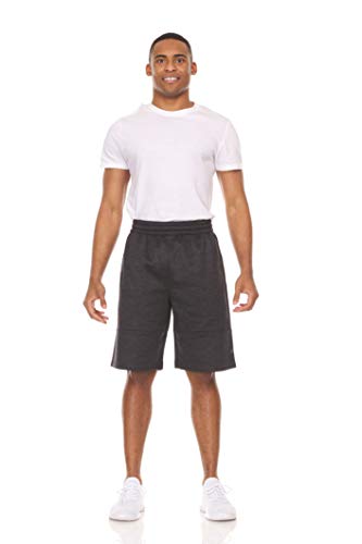Spalding Mens Performance Regular Fit Fleece Sweat Short, 10″ Inseam, Black Spaced Dye, M
