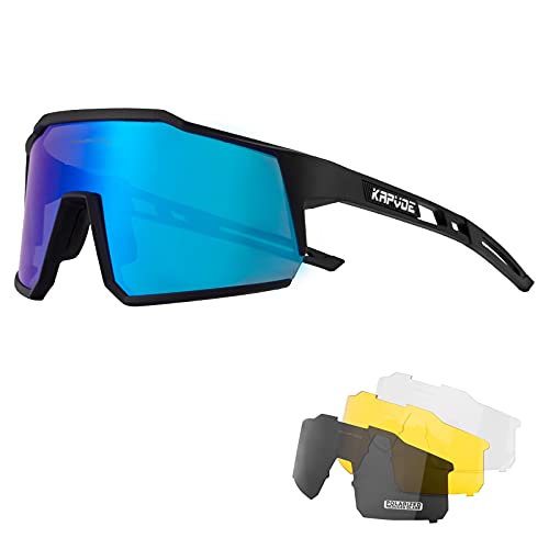 KAPVOE Polarized Cycling Glasses with 4 Interchangeable Lenses TR90 Sports Sunglasses Women Men Running MTB Bike Bicycle Accessories 02
