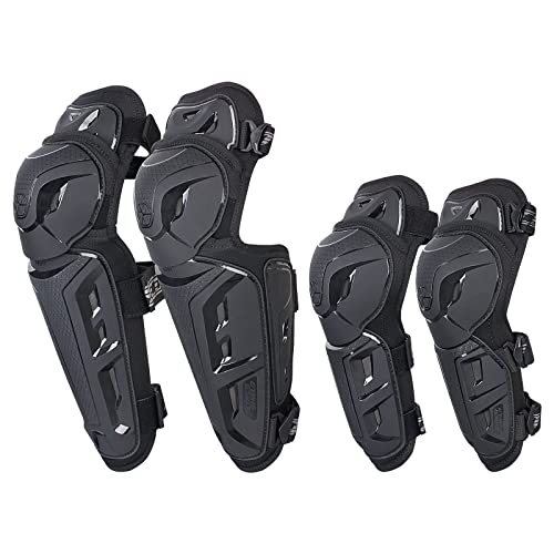 Scoyco 4Pcs Knee-and-Shin Guards Elbow Guards Anti-slip for Men 2 in 1 Protector Adjustable Powersport Protection/Motorbike/Racing/Motorcycle
