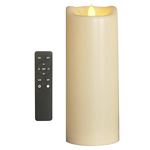 10″x4″ Battery Operated Flameless LED Pillar Candle, Outdoor Waterproof Flickering Light with Remote & Timer for Halloween Party Wedding Party Home Decoration, 1 Pack