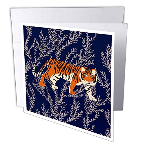 3dRose Janna Salak Designs Jungle Animals – Bengal Tigers and Vines – Greeting Cards (gc_341428_2)