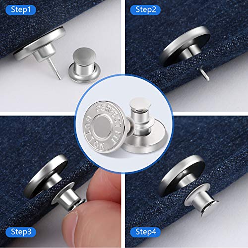 12 Sets Button Pins for Jeans, Jean Buttons Pins for Loose Jeans, No Sew and No Tools Instant Replacement Snap Tack Pant Button, Ceryvop Reusable and Adjustable Metal Pants Button Tightener | The Storepaperoomates Retail Market - Fast Affordable Shopping