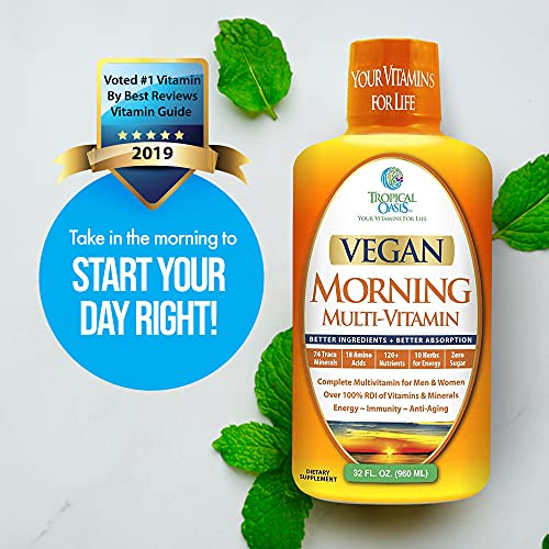 Tropical Oasis – Vegan Morning Liquid Multivitamins, Daily Liquid Vitamins with 74 Trace Minerals, 18 Amino Acids, and 10 Herbs, 32fl oz (960ml, 32 Servings) | The Storepaperoomates Retail Market - Fast Affordable Shopping