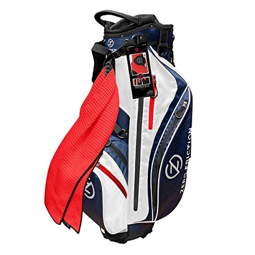 Zero Friction Navy Golf Stand Bag, Bonus 40″ Golf Towel & Men’s Universal-Fit Golf Glove Included