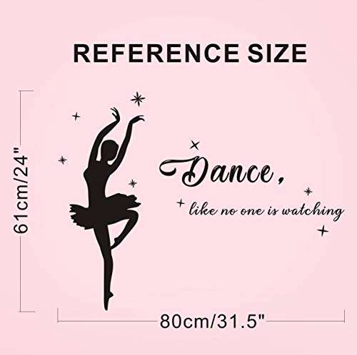 Dallet Dancer Wall Decals Removable Wall Art Murals for Girls Bedroom Dance Like No One is Watching Inspirational Saying Wall Stickers Home Rooms Decoration Wall Decor DDK40 ( Black ) | The Storepaperoomates Retail Market - Fast Affordable Shopping