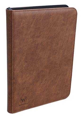 WINTRA 504 Pockets Classical Brown Leather Card Binder, Premium 9-Pocket Trading Card Collectors Album, Side Load Card Holder for Various Trading Cards (Brown)