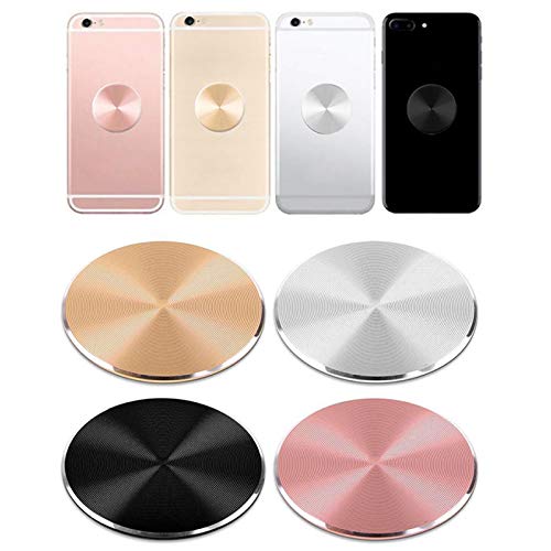VizGiz 4 Pack Mount Metal Plate for Magnetic Car Mount Vehicle Air Vent Dashboard Holder Cradle Strong Adhesive Sticker Replacement Magnet Patch Universal Circular Disc for Mobile Phone GPS MP4