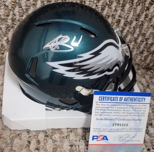 Autographed A.J. Brown Philadelphia Eagles mini helmet with PSA COA