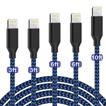 [Apple MFi Certified] PLmuzsz iPhone Charger Lightning Cable 5pack [3/3/6/6/10FT] Nylon Braided Compatible iPhone 12 Pro Max/Xs/XR/8/7/6s/SE/iPad More | The Storepaperoomates Retail Market - Fast Affordable Shopping