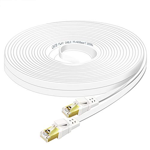Qiuean Ethernet Cable 25 FT, Cat8 High Speed Outdoor&Indoor Cat8 LAN Network Cable 40Gbps, 2000Mhz with Gold Plated RJ45 Connector, Weatherproof S/FTP UV Resistant for Router/Gaming/Modem (25)