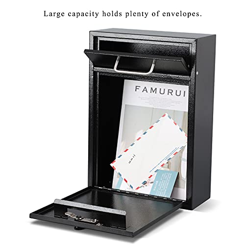 KYODOLED Steel Combination Lock Mail Boxes Outdoor,Locking Wall Mount Mailbox,Security Lock Drop Box,Collection Boxes,16.2H x 11.22L x 4.72W Inches,Black X Large | The Storepaperoomates Retail Market - Fast Affordable Shopping
