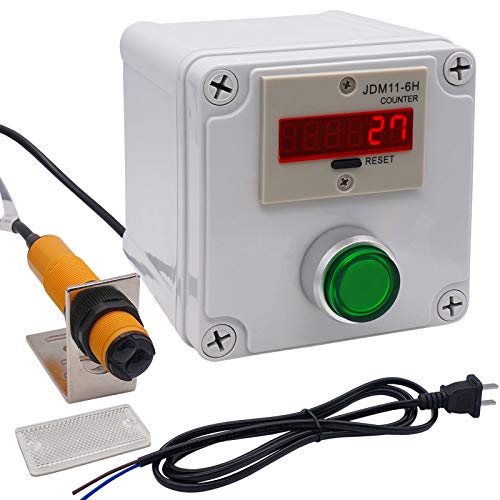 TWTADE/Infrared Wireless Visitor Counter Box 110-220VAC LED Auto Display Digital Counter 0-999999 6 Digits Count Mall People Flow Distance 2m NPN Photoelectric Switch Sensor + Reflector