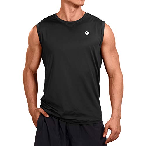 M MOTEEPI Mens Sleeveless Muscle Shirts Workout Athletic Gym Tank Tops Quick Dry Black M