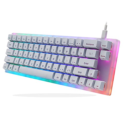 Womier K66 60% Mechanical Keyboard, Hot Swappable Tyce-C Wired RGB Backlit Gateron Switch 60% Mechanical Keyboard for PC PS4 Xbox (Yellow Switch,White)