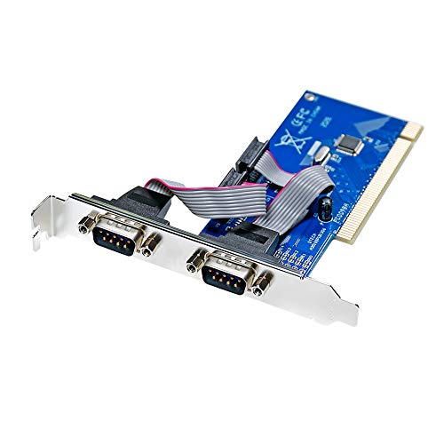 DTECH 2 Port PCI Serial Card PCI to COM Port DB9 RS232 Expansion Adapter for Desktop Computer PC Windows 10 8 7 XP Vista with 16C550 UART
