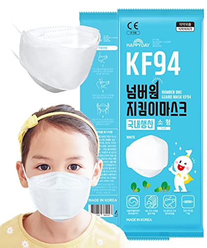 HAPPYDAY A Set of 25 Packages Made in Korea KF94 White Face Mask for Child(3 to 10 Years Old)