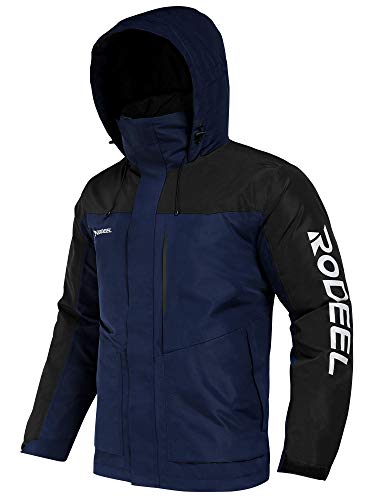 Rodeel Men Windproof Waterproof Outdoor Reflective Logo Jacket with Foldaway Hood Coat Jacket