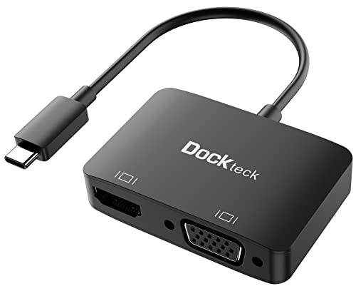 dockteck USB C to HDMI VGA Adapter, 2 in 1 HDMI VGA Adapter, USBC VGA to HDMI for MacBook Pro/Air, iPad Pro, Chromebook, Surface Pro, Dell Xps, Galaxy
