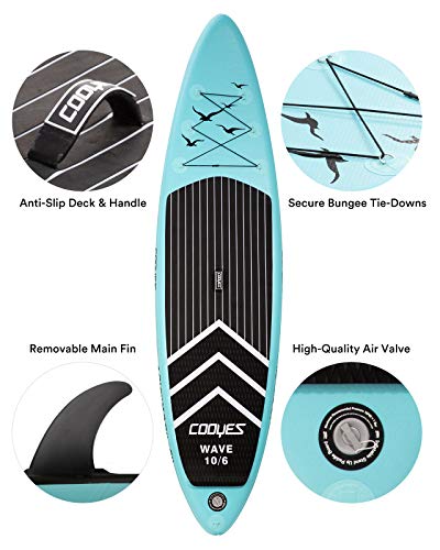 Cooyes Paddle Board, 10ft/10.6ft Inflatable Paddle Board, Stand up Paddle Board with Premium SUP Accessories & Backpack, Emergency Repair Kit, Non-Slip Deck & More – Extra-Light ISUP | The Storepaperoomates Retail Market - Fast Affordable Shopping