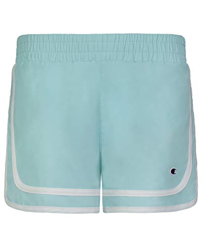 Champion Girls Woven and French Terry Basketball Shorts (Large, Varsity Blue Mist-Woven)