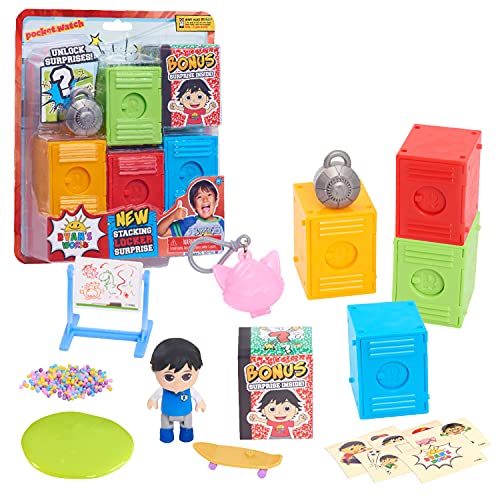Ryan’s World Stacking Surprise Lockers, Five Surprise Filled Lockers, Includes Figure, Slime, Keychain, Styles May Vary, by Just Play