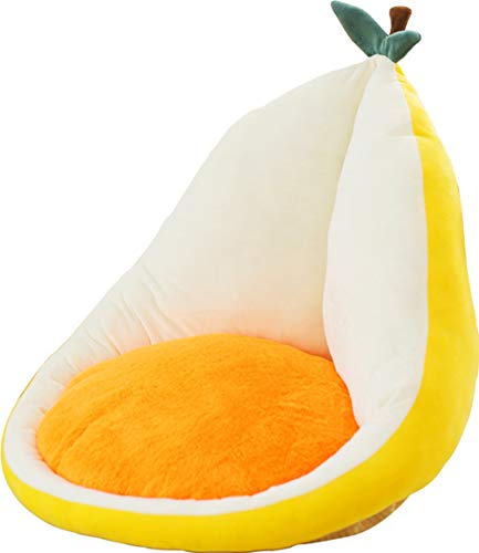 WUYU Cartoon Fruit Seat Cushion with Backrest Non Slip Chair Cushion Semi-Enclosed Plush Chair Pads for Office Home Sofa (Grapefruit)