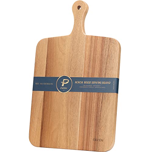 Paten Cutting Board Wood, Acacia Serving Board,Wooden Kitchen Chopping Board for Meat, Cheese, Bread, Vegetables &Fruits- Kitchen Butcher Block, 16.5×10 inch