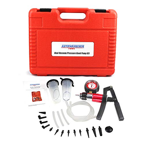 Brake Bleeder Kit One Person Hand Vacuum Pump Automotive Tester One-Man Brake Clutch Fluid Extractor Master Cylinder Bleeder Kit with Adapters Case