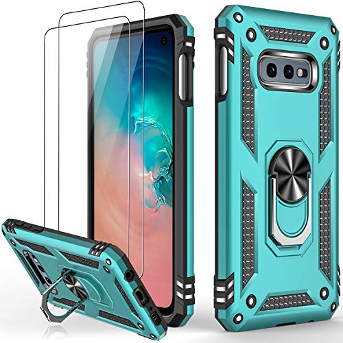 IKAZZ Galaxy S10e Case with Screen Protector,Shockproof Cover Pass 16ft Drop Test with Magnetic Kickstand Car Mount Holder Protective Phone Case for Samsung Galaxy S10e Turquoise Color