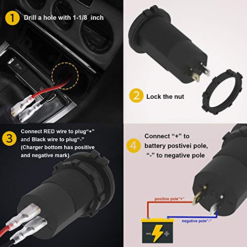 Quick Charge 4.0 PD Type C and Quick Charge 3.0 USB Charger Socket, AlfredDireck 12V/24V USB Outlet Car Power Outlet Waterproof Socket with Dual Ports for Marine Boat Motorcycle Golf | The Storepaperoomates Retail Market - Fast Affordable Shopping