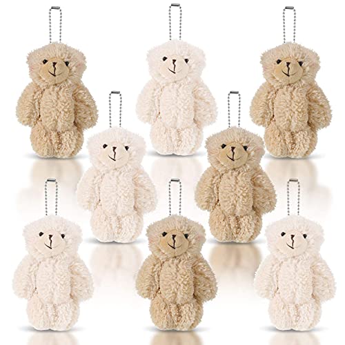 8 Pieces Mini Plush Bears 4.7 Inch Small Bear Toys Stuffed Tiny Soft Bear Doll Toy Valentine’s Gift Keychain Valentine Heart Bears for Boys Girls Party Favors (Regular Style)